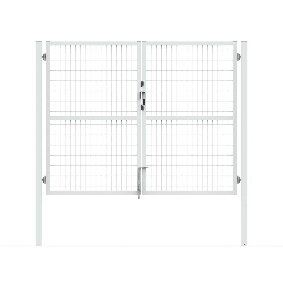 Puerta valla metalica doble hoja blanca premium aldaba para candado