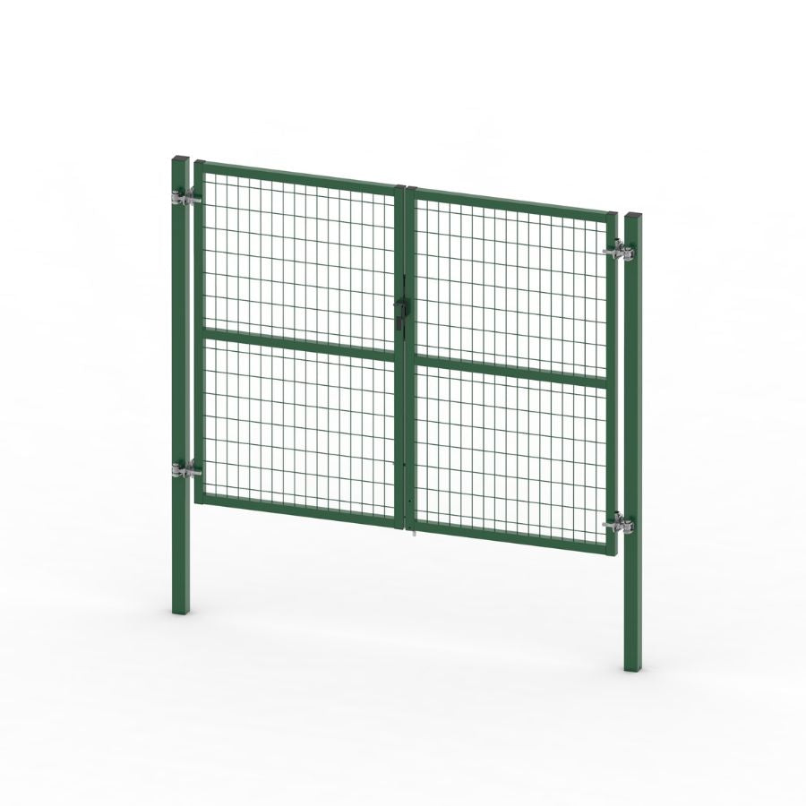Puerta valla metalica doble hoja verde Premium