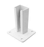 Base de acero color blanco para postes hércules