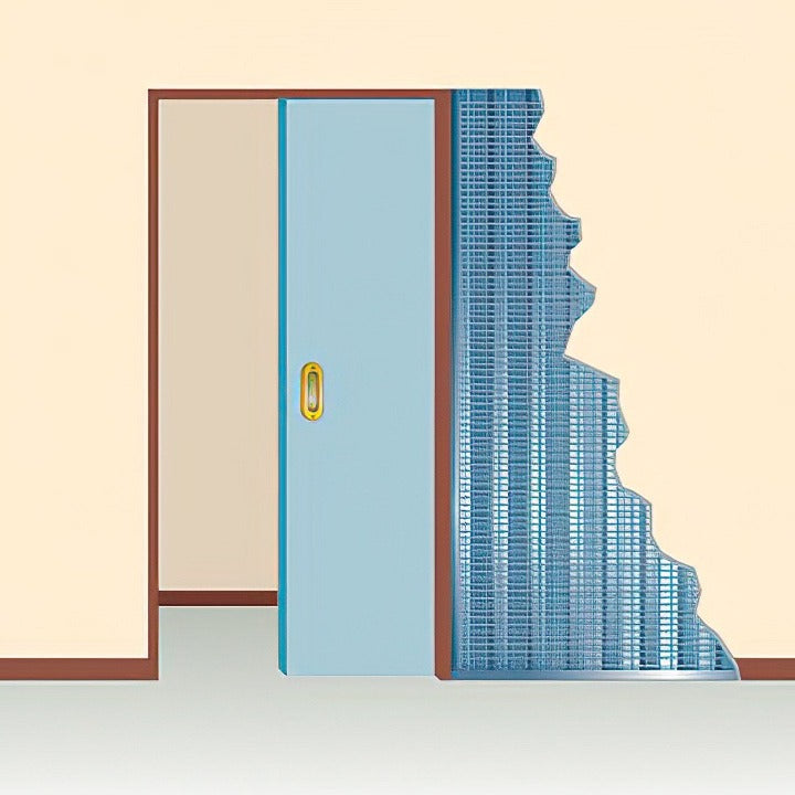 Esquema de puerta con casoneto en pared