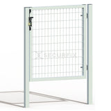Puerta de mallazo blanca premium con aldaba y candado de 1m