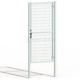 Puerta de mallazo blanca premium con aldaba y candado de 2m