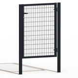 Puerta de mallazo gris antracita premium con cerradura y maneta de 1,2m