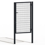 Puerta de mallazo gris antracita premium con cerradura y maneta de 1,5m