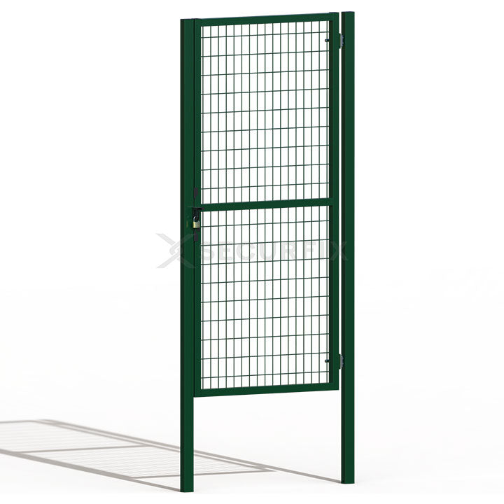 Puerta de mallazo verde premium con aldaba y candado de 2m