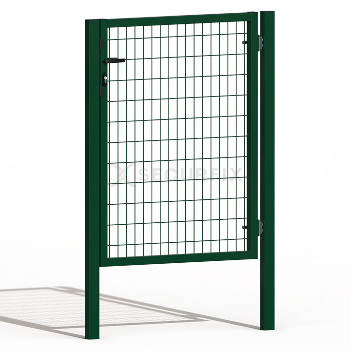 Puerta de mallazo verde premium con maneta y cerradura de 1,20m